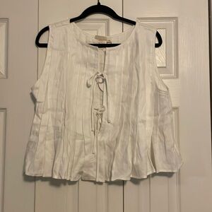 NWT VRG GRL Women’s Sleeveless Pleated Linen Top size 14